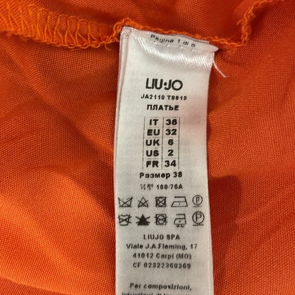 Liu Jo Pink Orange Floral Ruffle Mini Dress Silk Feminine Flowy Beach Resortwear - Picture 8 of 10